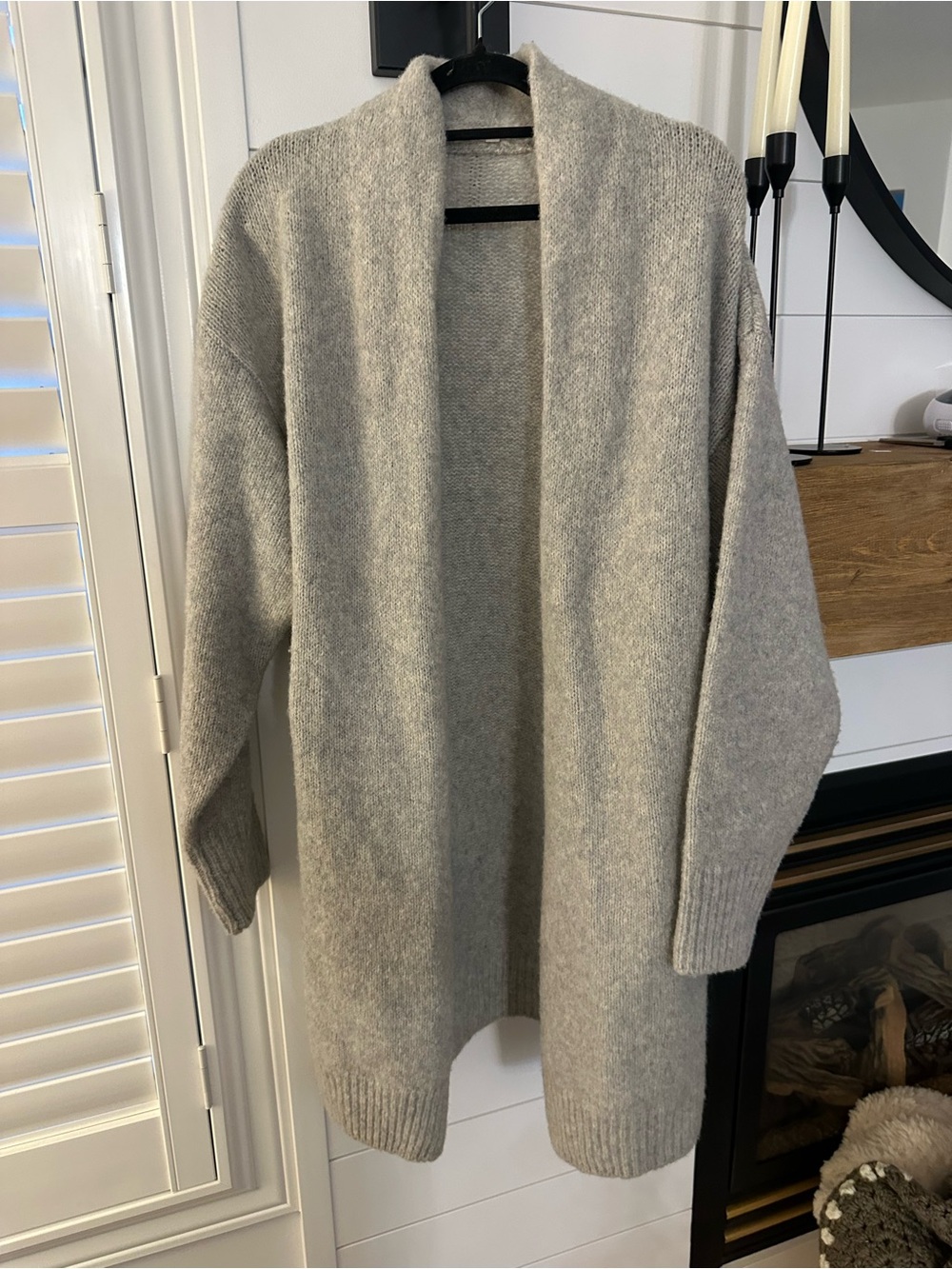 Muji Wool Blend Light Gray Open-Front Knit Cardigan